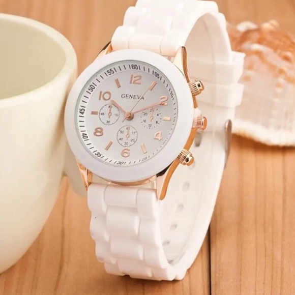 Geneva Accessories - Women Quartz Watch  Pink Silicone Jelly Wristwatch